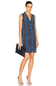 Equipment Sleeveless Adalyn Dress In Blue,stripes