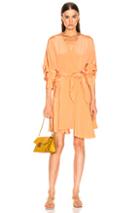 Tibi Long Sleeve Wrap Dress In Orange