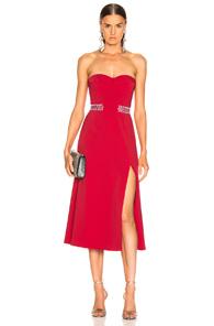 Jonathan Simkhai Chain Bustier Slit Dress In Red