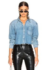 Grlfrnd Christy Cropped Shirt In Denim Light