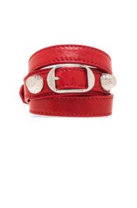 Balenciaga Giant Triple Wrap Bracelet With Nickel Hardware In Red