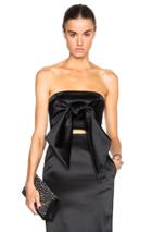 Sally Lapointe Bonded Satin Front Tie Bustier In Black