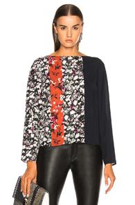 Acne Studios Loretta Print Blouse In Black,floral,orange