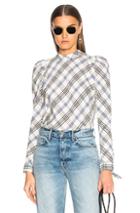 Veronica Beard Isabel Top In Blue,checkered & Plaid,white