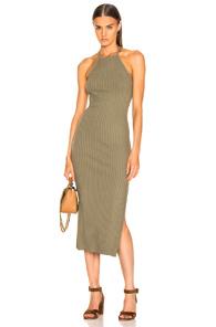 The Range Framed Rib Midi Dress In Green