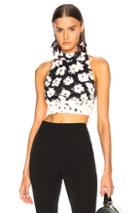 Proenza Schouler Printed Sleeveless Crop Top In Black,floral,pink