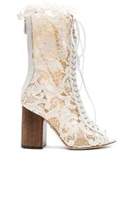 Brother Vellies For Fwrd Exclusive Lace Open Toe Lali Boots In White
