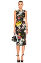 Dolce & Gabbana Strapless Printed Midi Dress In Black,floral,green,red,yellow