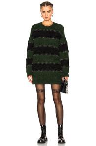 Alexander Wang Rugby Dress In Green,black,stripes