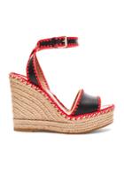 Valentino Leather Color Crochet Wedges In Black,red,neutrals