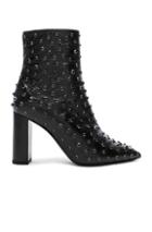 Saint Laurent Betty Crystal Embellished Leather Heeled Ankle Boots In Black