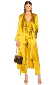 Michelle Mason Trench Coat With Flare Cuffs In Metallic
