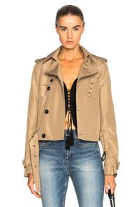 Saint Laurent Cropped Trench Coat In Neutrals