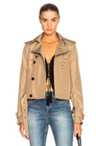 Saint Laurent Cropped Trench Coat In Neutrals