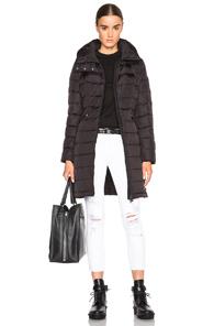 Moncler Flammette Long Coat In Black