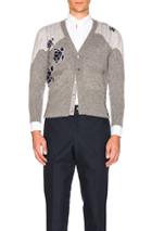 Thom Browne Sea Animal Cashmere Intarsia Cardigan In Gray,animal Print