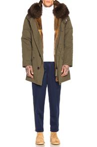 Yves Salomon Parka With Rabbit And Fox Fur In Green