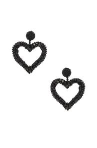 Oscar De La Renta Jeweled Heart Earrings In Black