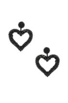 Oscar De La Renta Jeweled Heart Earrings In Black