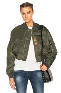 R13 Flight Crop Jacket In Green