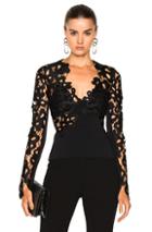 David Koma Lace Long Sleeve Top In Black