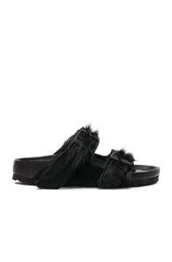 Rick Owens X Birkenstock Cow Hair Arizona Sandals In Black