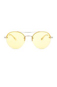 Garrett Leight Beaumont 53 In Yellow,metallics