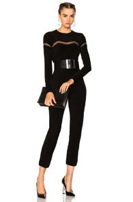 Alexander Mcqueen Chenille And Sheer Detail Jumpsuit In Black
