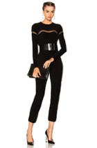 Alexander Mcqueen Chenille And Sheer Detail Jumpsuit In Black