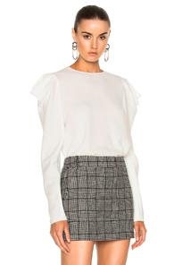 Tibi Drape Sleeve Top In White