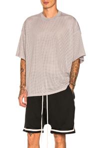 Fear Of God Mesh Oversized Tee In Gray