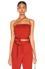 Michelle Mason Asymmetrical Strap Top In Orange,red