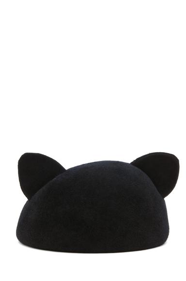 Eugenia Kim Caterina Velour Felt Cat Ears Beret In Black