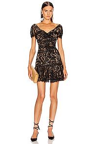 Jonathan Simkhai Metallic Lace Ruffle Dress In Black