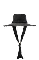 Sensi Studio Long Brim Boater Hat With Frayed Brim In Black