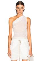 Drkshdw By Rick Owens One Shoulder Draped Tee In Neutral