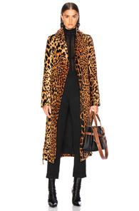 Victoria Beckham Tiger Chenille Jacquard Split Sleeve Fitted Coat In Animal Print,orange
