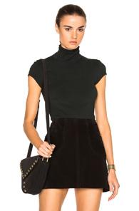 Enza Costa Cap Sleeve Turtleneck Tee In Green