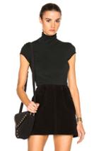 Enza Costa Cap Sleeve Turtleneck Tee In Green