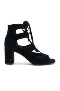 Saint Laurent Velvet Loulou Lace Up Pin Heels In Black