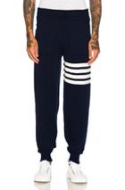 Thom Browne Cashmere 4 Bar Stripe Sweatpants In Blue