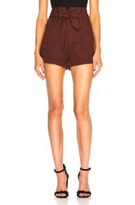 Nanushka Agape Short In Red,checkered & Plaid