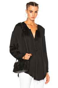 Raquel Allegra Shirred Top In Black
