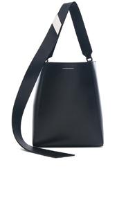 Calvin Klein 205w39nyc Luxe Calf Leather Stripe Link Bucket Bag In Black