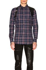 Alexander Mcqueen Long Sleeve Shirt In Blue,checkered & Plaid