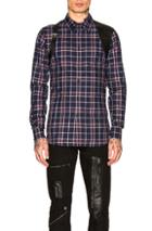 Alexander Mcqueen Long Sleeve Shirt In Blue,checkered & Plaid