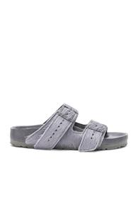 Rick Owens X Birkenstock Cow Hair Arizona Sandals In Gray
