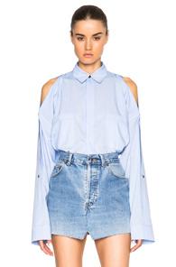 Helmut Lang Open Shoulder Top In Blue