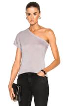 Enza Costa One Shoulder Short Sleeve Tee In Gray