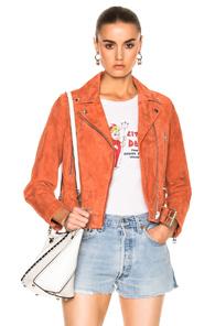 Acne Studios Mock Suede Leather Jacket In Pink